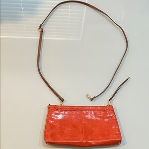 Burnt Orange Leather Shoulder Bag purse or clutch HOBO